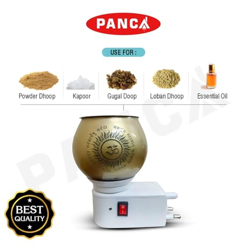 Image of PANCA Glass Kapoor Dani Electric Camphor Diffuser with Ganesh Ji Om Design | Aroma Dhoop & Incense Burner | Electrical Night Lamp for Home, Office & Pooja Room