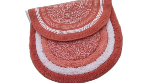 Image of My Home Cotton Door Bath Mat Super Soft Non Slip Mats for Bathroom, Door,Large, Pack of 2 (Orange)