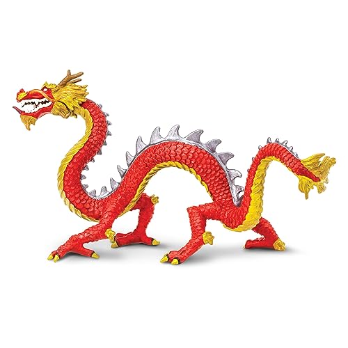 Safari Ltd. Dragão chinês de chifres | Coleção de dragões, figura de dragão pintada à mão, não tóxica e livre de BPA, adequado para crianças de 3 anos a seguir