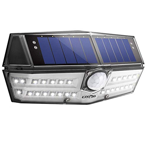 LITOM Solar Lights Outdoor, IP67 Waterproof Wireless Solar Motion Sensor Lights with 270°Wide Angle, Easy-to-Install Security Lights for Front Door, Yard, Garage, Deck