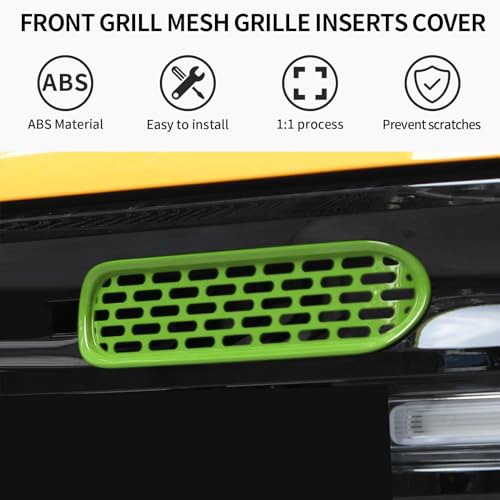 Image of Front Grill Mesh Grille Inserts Cover Frame Trims Kit 6Pcs Fit for Ford Bronco 2021-2026 2 /4 Door Exterior Accessories (Green)