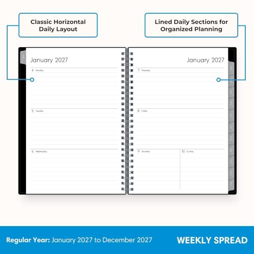 Image of Blue Sky 2027 Weekly and Monthly Planner Calendar Notes, Includes January 2027 - December 2027, 5.875 inch x 8.625 inch, Flexible Cover, Wirebound, 30 Extra Notes Sheets, Laminated Tabs, Enterprise
