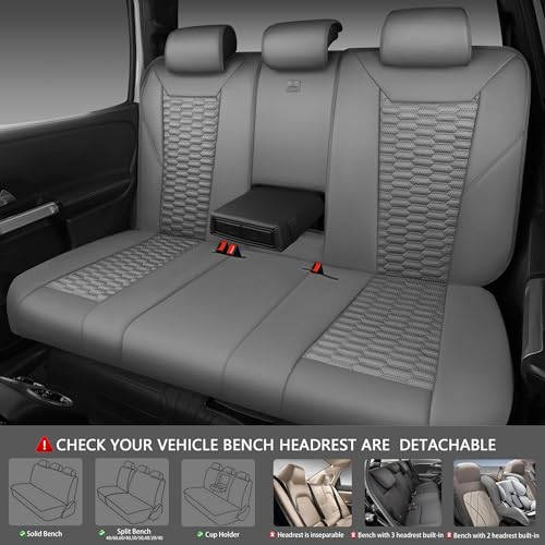 Image of CAR PASS 3D Foam Faux Leather Car Seat Covers Full Set, Grey Breathable PU Leather Seat Covers for Cars, Luxury Universal Fit for SUVs Vans Sedan Truck Automotive, Armrest Airbag Compatible, All Gray