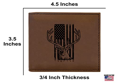 Rogue River Tactical USA American Flag Buck Hunting Men's Leather Bifold Wallet RFID Gift For Him Dad Father United States Billfold Hunt deer Hunter3