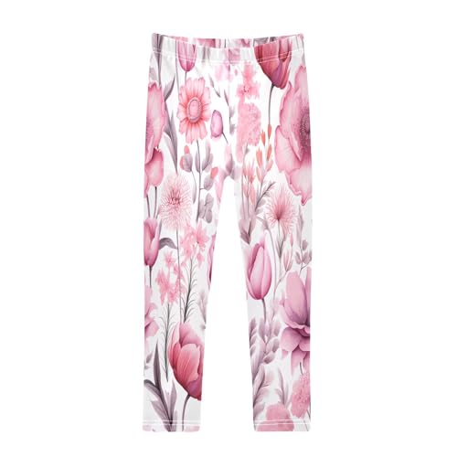 Bolaz Toddler Girls Leggings Printed Yoga Pants Leggings Pink Cute Flower for Kids