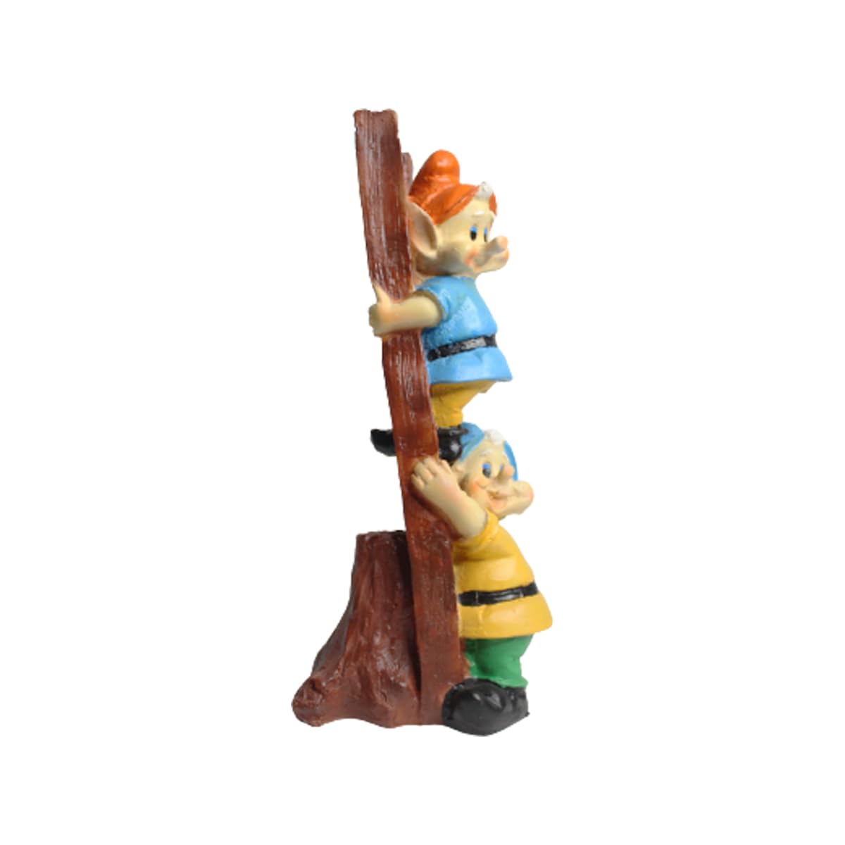 Wonderland Resin Gnome/Dwarf Climbing Stairs Statue (Blue & Orange), 1 Piece 1