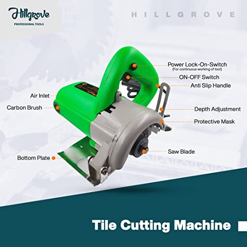 Image of Hillgrove HGCM81M1 Cutting Machine Saw for Tile /Marble /Wood with 2Pcs Tile /Wood Cutting Wheels, Safety Googles and Gloves (1050 W)