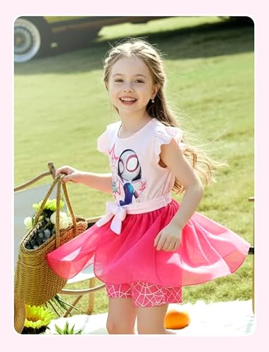 Image of Disney Princess Frozen Elsa Minnie Mouse Stitch Toddler Girl Romper With Skirt Overlay Summer Jumpsuit with Bow 2-6 Years