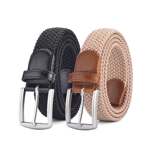 Image of 2pcs Men's Stretch Woven 1.3 inch Wide Elastic Braided Belts
