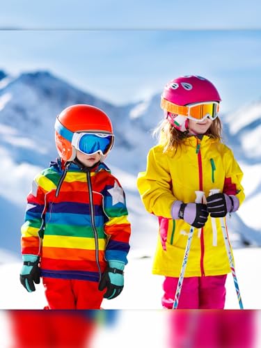 Image of SATINIOR 2 Pairs Kids Waterproof Winter Snow Gloves Ski Gloves for Boy Girl Outdoor Warm Thickening Snowboard