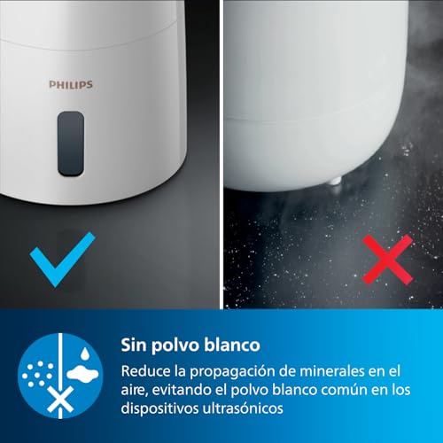 Miniatura 4 de Philips Humidificador Serie 3000, 45 M , 99,97 Menos Bacterias Nanocloud , 300 Ml H, 3 Velocidades, Modo Sueño, Ultrasonido 33 Db , Sensor, Temporizador, Depósito 3l, Blanco Hu3916 10