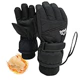 Bawnhaw Winter Warm Waterproof Ski-Gloves for Women Men Cold Weather Windproof Touchscreen Anti-Slip Black Snow Gloves for Snowboard Running Cycling Hiking