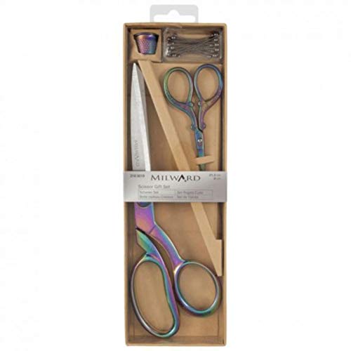 Milward Premium Scissor Gift Set - Dressmaking & Embroidery Scissors, Thimble, Pins (Silver)