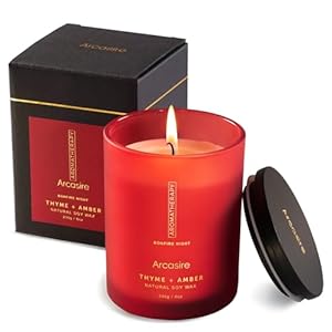 Arcasire Scented Candles Gifts for Women & Men, Thyme & Amber Scented, 8oz Hand-Poured Natural Soy Wax, 48H Long-Burning, Luxury Candle Gift for Birthday, Wedding, Home, Spa, Yoga