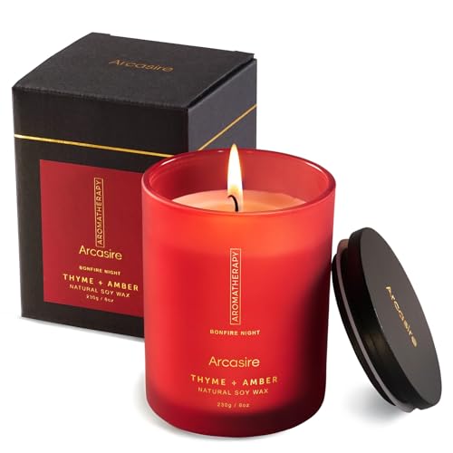 Arcasire Scented Candles Gifts for Women & Men, Thyme & Amber Scented, 8oz Hand-Poured Natural Soy Wax, 48H Long-Burning, Luxury Candle Gift for Birthday, Wedding, Home, Spa, Yoga