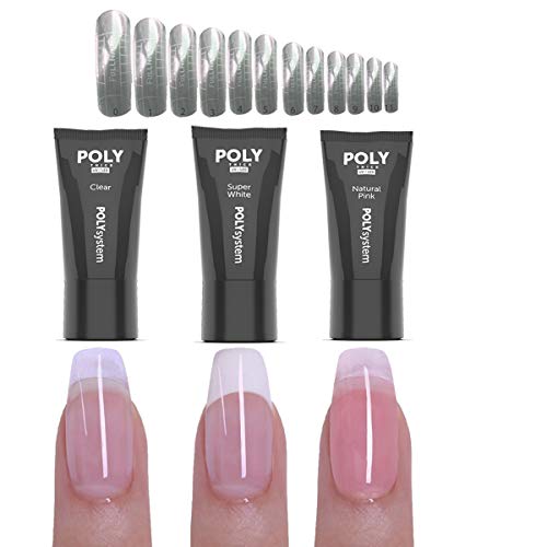 Poly Acryl Gel Set 4 - Dual Tip System mit Nail Tips - UV LED Gelset - Acrylgel klar - Acrylgel natural pink - Acrylgel… – Bild 3