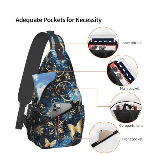 Image of Christmas Snowflake Butterfly-5 Crossbody Bag Sling Bag Backpack Chest Bags Shoulder Bag for Women Men
