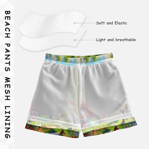 Farm Truck Animal Boys Swim Trunks Quick Dry Toddler Swimsuit Boy Bathing Suits Board Shorts Swimwear S Multi4
