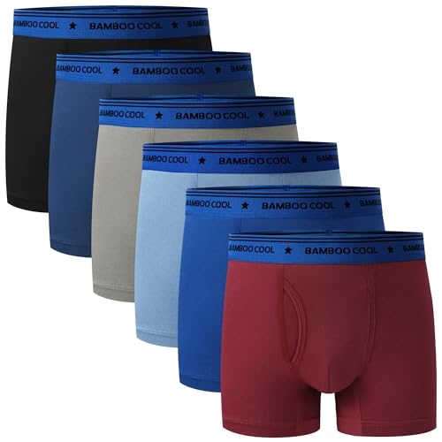 BAMBOO COOL Boys Underwear Moisture-Wicking Brethable Boxer Briefs Soft Lightweight Tag-Free with Fly Pouch 6-Pack