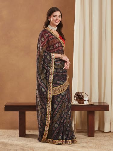Image of Women's Banarasi Silk With Jacquard Print Saree With Blouse