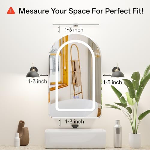 REYOXCEL Arched Bathroom Medicine Cabinet with Anti-Fog Lighted Mirror (Bevel, 31.5" H x 19.7" W) - 5