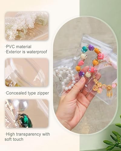 Image of 24Pcs PVC Jewelry Pouches Clear Zipper Bags Mini Transparent Plastic Portable Dustproof Bracelet Storage Bag Anti Oxidizing Earrings for Storage Jewelry Packing Bags (7x6 cm) (24 Pack)