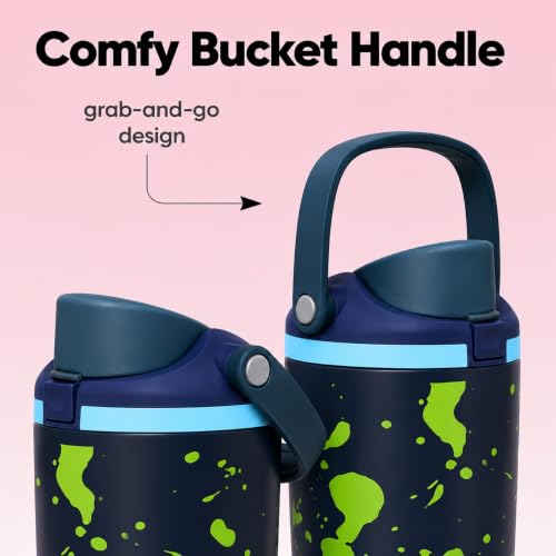 Image of HomeCloud 900ML Stainless Steel Water Bottle - Double-Wall Vacuum Insulated, Leakproof Straw Lid, BPA-Free Reusable Travel Flask with Two-Way Spout for Gym, Office & Outdoor Use (Neon)