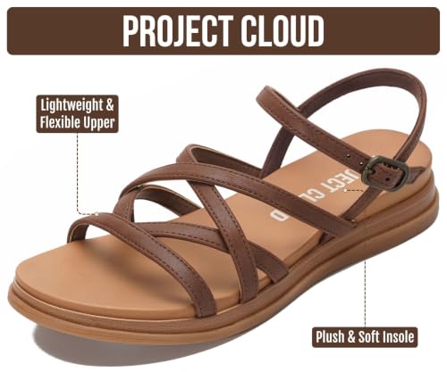 Image of Project Cloud Wedge Sandals for Women 2026 - Comfortable Soft & Plush Insole Strappy Womens Sandals with Lightweight and Non-Slip Durable Outsole (NICE)