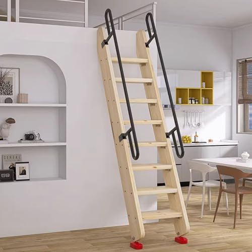 Escaleras resistentes para el ático, escalera de emergencia para el hogar, diseño de 8 escalones con reposabrazos largos
