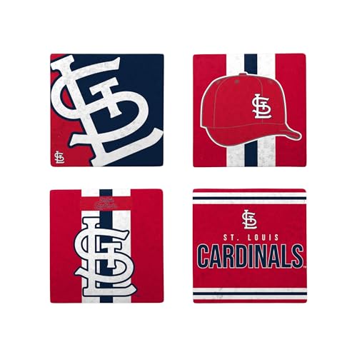 FOCO MLB Official 4-Pack Beverage Drink Ceramic Stone Coaster Set (St. Louis Cardinals)