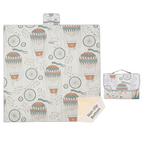 Image of Insular Baby Splat Mat for Under High Chair/Arts/Crafts, Anti Slip and Waterproof Splash Mat for Floor, Portable Picnic Mat, 51x51 Inch, Hot Air Balloon