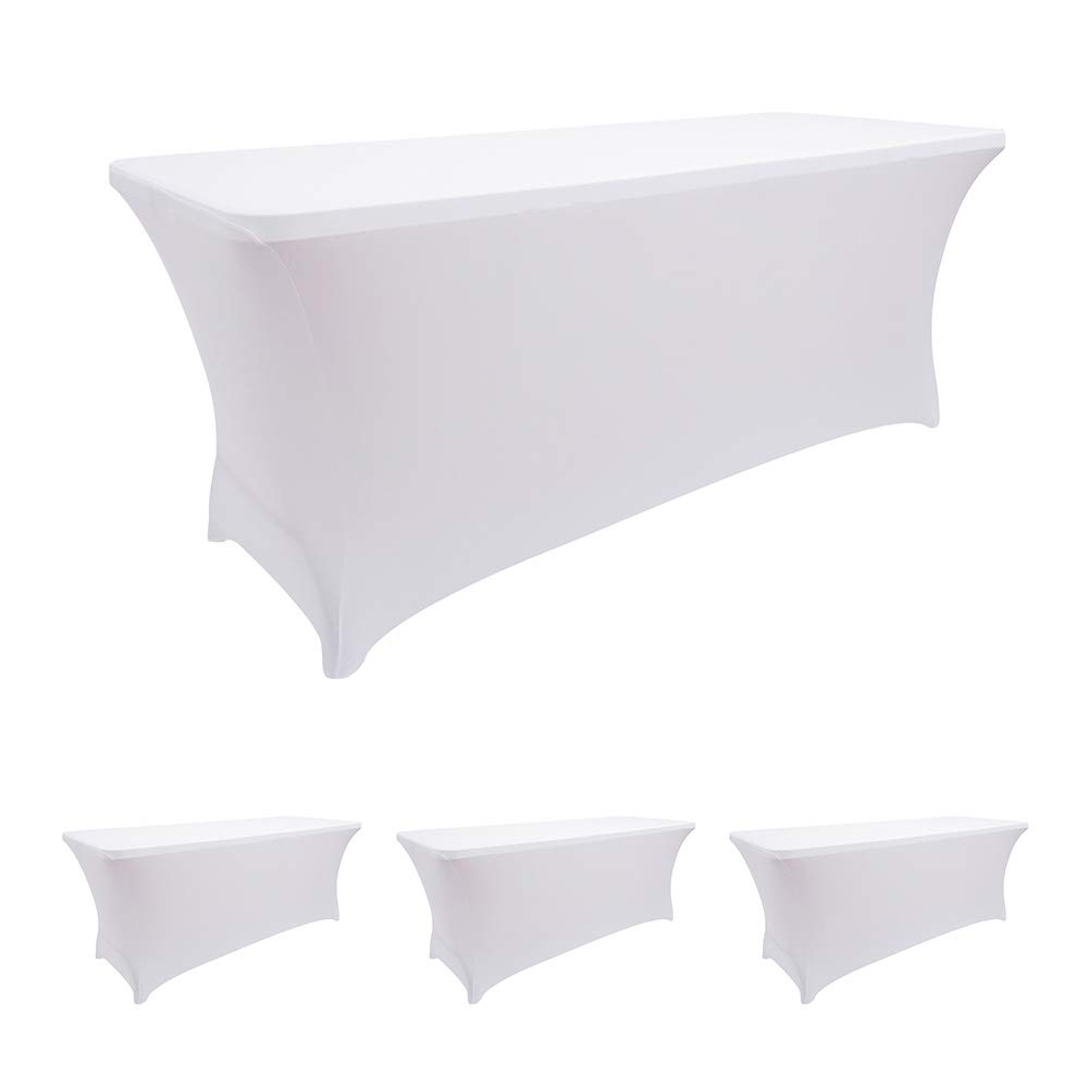 LZY 4 Pack Spandex Table Covers 6 Feet, Stretch/Fitted Table Covers for 6 Feet Folding Table, Rectangular Spandex Table Cloths for Wedding Party or