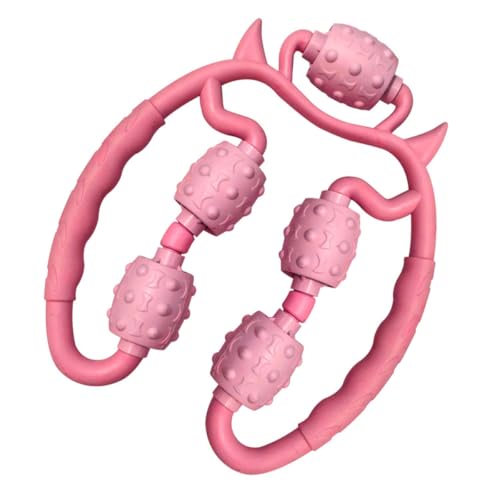 WRITWAA Rodillo de Masaje para Piernas y Muslos Rosa, Masajeador Relajante Ergonómico de 5 Ruedas, Herramienta de Masaje Muscular para Fitness y Circulación, Equipo Portátil para Uso
