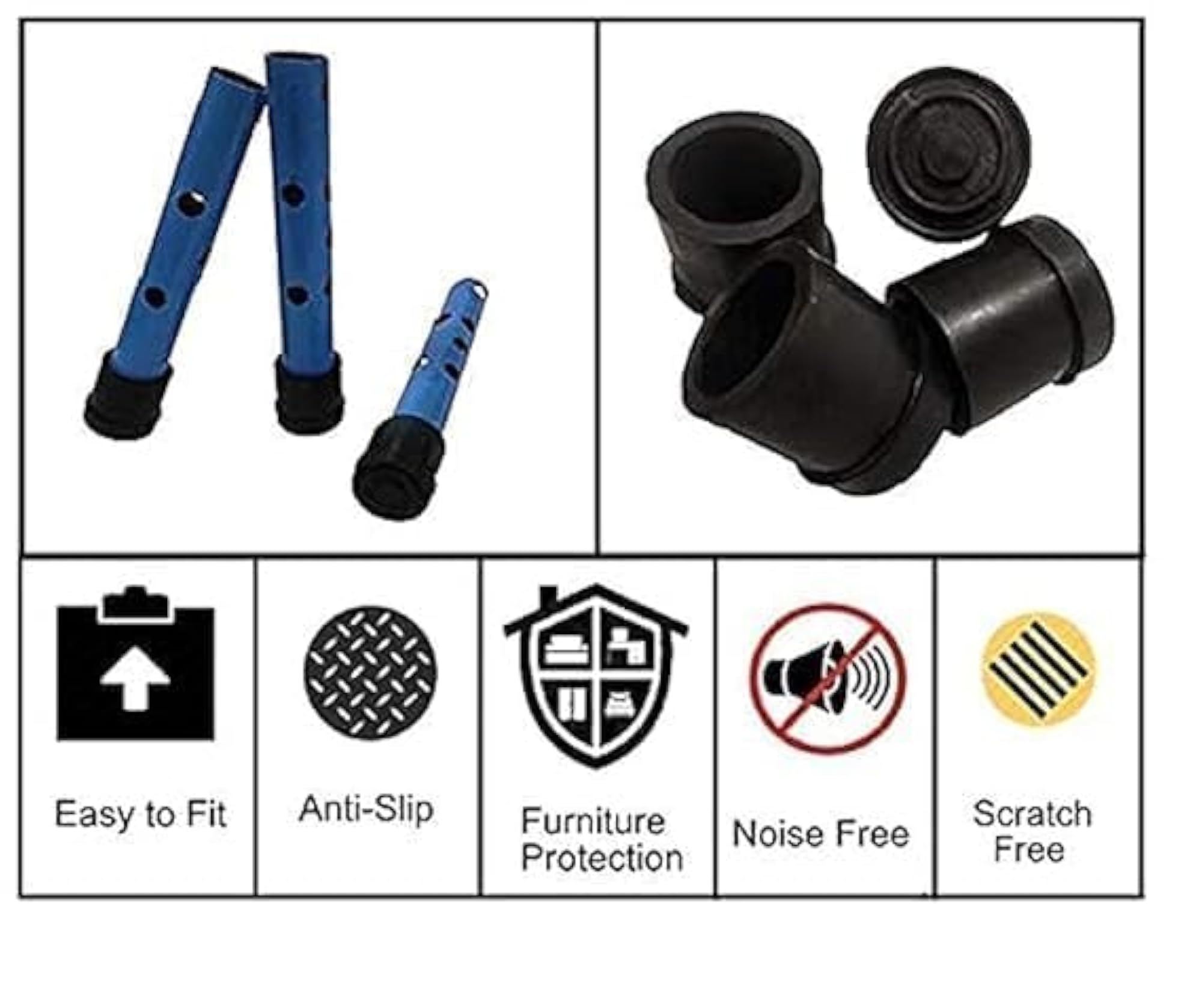 Round Rubber End Caps for Furniture Legs, 12mm Pipe Inserts