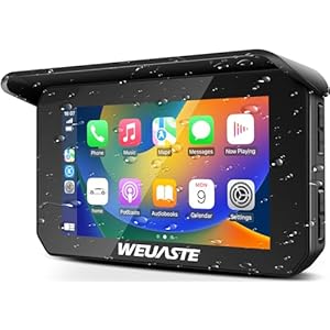 Upgrade 5 Inch Motorcycle Carplay GPS Navigation, Wireless CarPlay/Android Auto for Motorcycle, IPS Waterproof Touchscreen, Motorcycle/Motorbike GPS, Bluetooth, Support Siri & Google Assistant