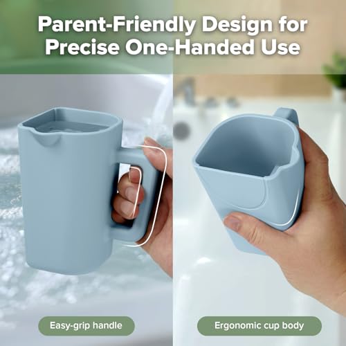 Image of haakaa Gentle Pour Bath Rinse Cup | Food Grade Silicone Shampoo & Body Washing Rinser Cup for Kids with Easy Grip Handle - Sea Breeze