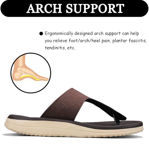 Image of Mens Sandals Adjustable Buckle Straps with Arch Support Lightweight Comfort Beach Sandals Soft Cushion Footbed Summer Slippers Open Toe Slides for Indoor and Outdoor