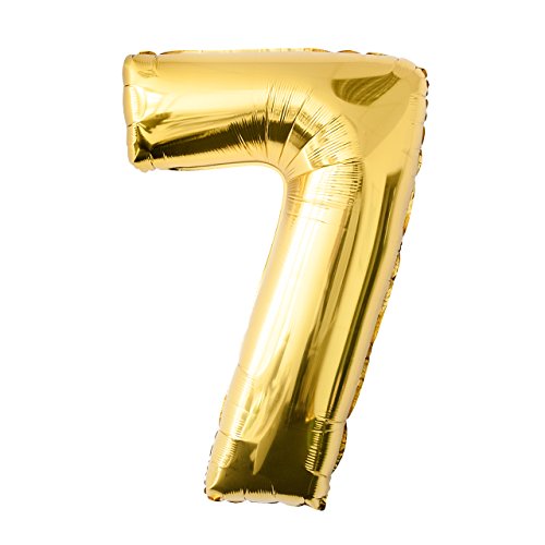 Globo de lámina 7 dorado Número enorme 100 cm rellenable con helio o aero fiesta de cumpleaños