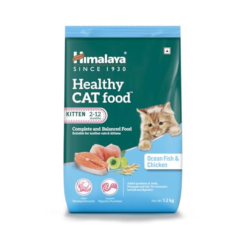 Image of Himalaya Healthy CAT Food | Kitten & Mother Cat | Ocean Fish & Chicken | 1.2kg | Complete & Balanced Nutrition with Oats, Pineapple & Amla