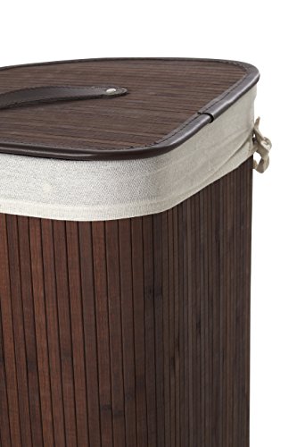 Premier Housewares Kankyo Bamboo Corner Laundry Hamper, Dark Brown - Image 3