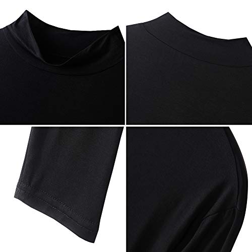 Women's Basic Mock Neck Long Sleeve Slim Fit Turtle Neck T Shirt Tops(Black,X-Large)