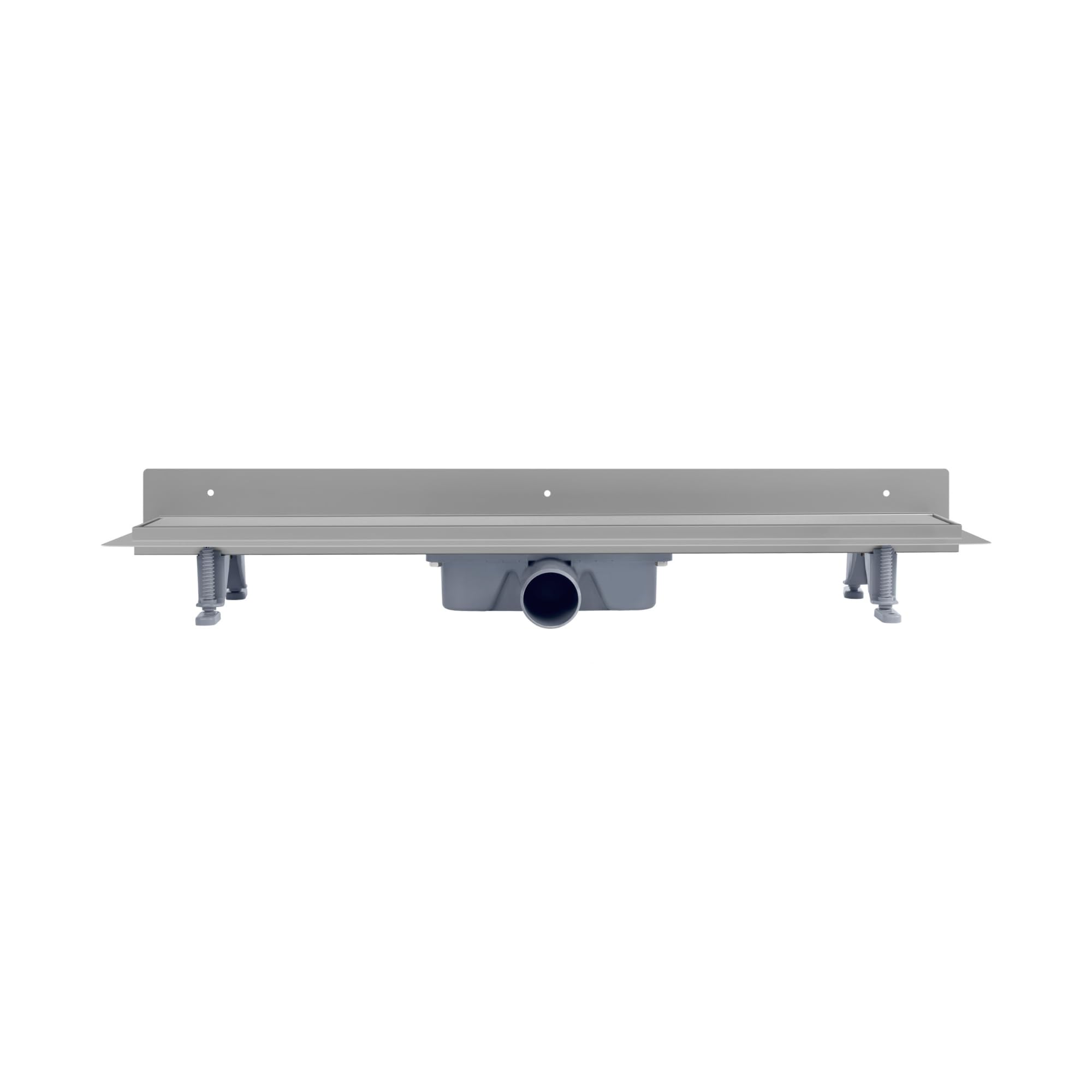 Wand-Duschrinne 120 cm, Duo-Rost – befliesbar oder mit Edelstahlabdeckung, Edelstahl AISI 304, Siphon Ø50, Haarsieb