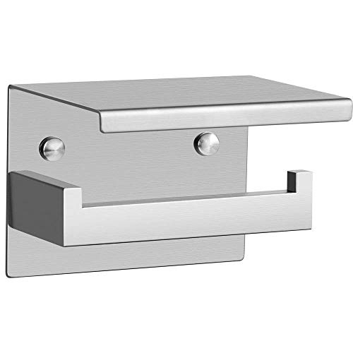 Preisvergleich Produktbild Toilettenpapierhalter ohne bohren, Toilettenpapierrollenhalter mit Ablage Edelstahl klopapierrollenhalter Selbstklebend Klopapierhalter Zur Wandmontage für Küche und Badzimmer