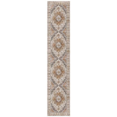 Madane Runner Rugs for Hallway 2x10 Long Washable Non-Slip Hallway Runner Rug Low-Pile Stair Kitchen Runner Throw Carpet for Entrance Living Dining Laundry Room (Turmeric/Grey, 2 x 10)