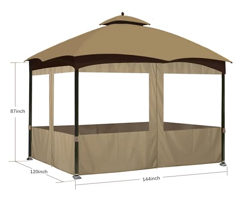 SCOCANOPY 10' x 12' Clear Window Gazebo Privacy Curtain Set for 10X12 Gazebo,(Beige) - Image 2