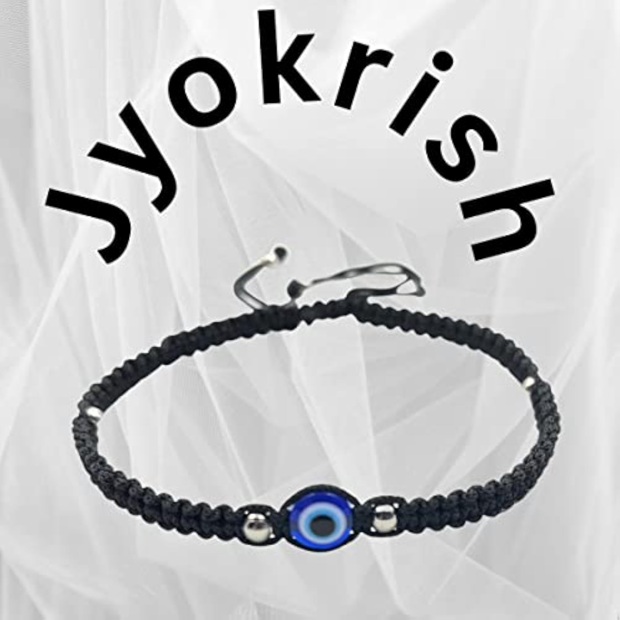 Handmade Adjustable Black Thread Knot Anklet with Blue Evil Eye