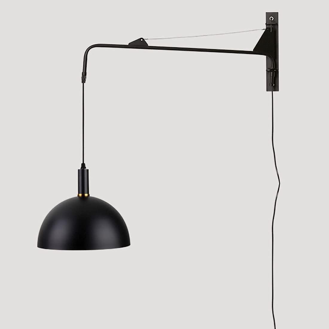 ASerZenith Adjustable Long Arm Wall Lamp, Bedroom Bedside Lamp With Cable And Switch, Industrial Wall Lamp Compatible With Stairs, Living Room Hallway,A 75Cm