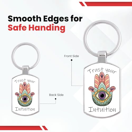 Image of Stylish Metal Keychains with Permanent Glossy Print - Inspirational Quotes & Spiritual Designs - Perfect Key chains for loved ones, Personal Use, Gifts & Return Gifts