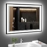 osemy 28' x 36' LED Bathroom Mirror with Lights Black Framed LED Mirror for Bathroom Lighted Bathroom Mirror Backlit and Front Black Aluminum Frame Anti-Fog Dimmable Vanity Smart Memory