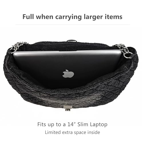 Image of M-ioi-M Quilted Denim Purse, Shoulder Bag for Women, Crossbody Flap Tote Bag,Silver Chain Hobo Bag, Vintage Washed Jean Purse